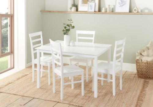 Birlea Cottesmore Rectangular Dining Set With 4 Upton Chairs In White