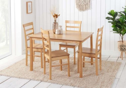 Birlea Cottesmore Rectangular Dining Set With 4 Upton Chairs In Oak