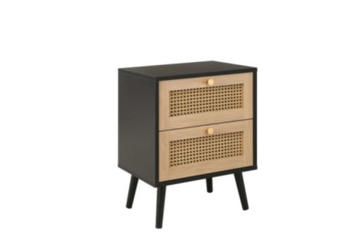 Birlea Croxley Rattan And Black Finish 2 Drawer Bedside