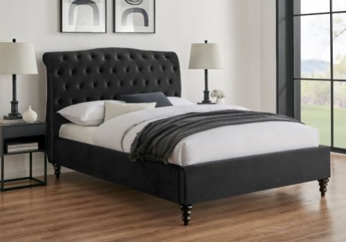 Limelight Rosa 4ft6 Double Black Velvet Fabric Bed Frame