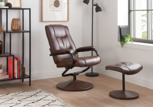 Birlea Memphis Tan Faux Leather Swivel Chair And Stool