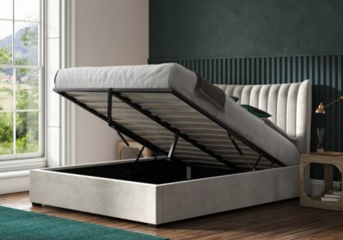 Emporia Harcourt 6ft Super Kingsize Light Grey Velvet Fabric Ottoman Bed