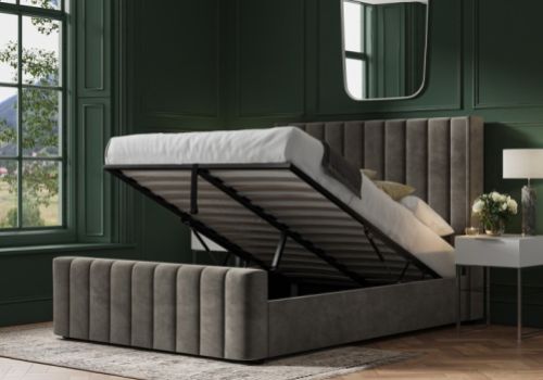 Emporia Kilworth 6ft Super Kingsize Mid Grey Velvet Fabric Ottoman Bed