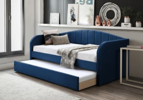 Flintshire Blue Fabric Day Bed With trundle