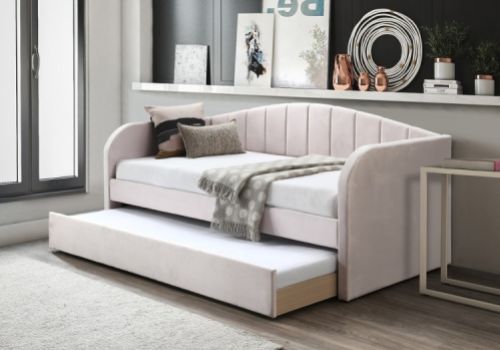 Flintshire Pink Fabric Day Bed With trundle