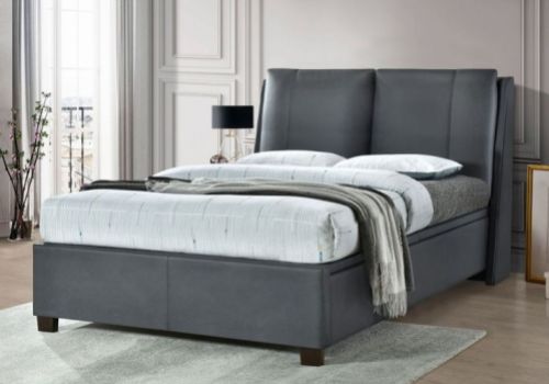 Flintshire Ashleigh 5ft Kingsize Grey PU Leather Ottoman Bed
