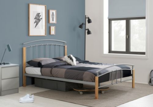 Birlea Tetras 4ft Small Double Silver Metal Bed Frame