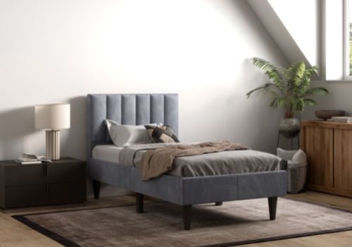 Flair Furnishings Riverside 3ft Single Grey Fabric Bed Frame