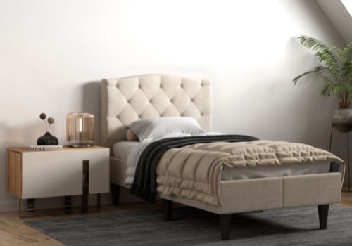 Flair Furnishings Barkby 3ft Single Beige Fabric Bed Frame