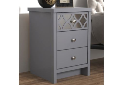 GFW Arianna 3 Drawer Bedside Table Cool Grey