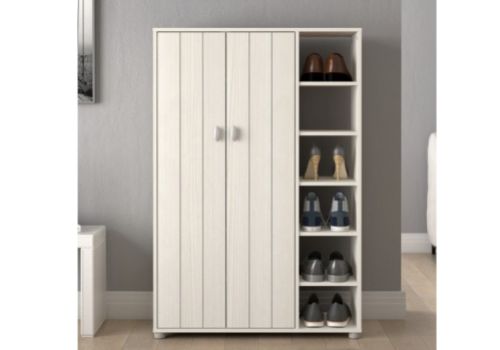 GFW Bideford Tall Shoe Cabinet White