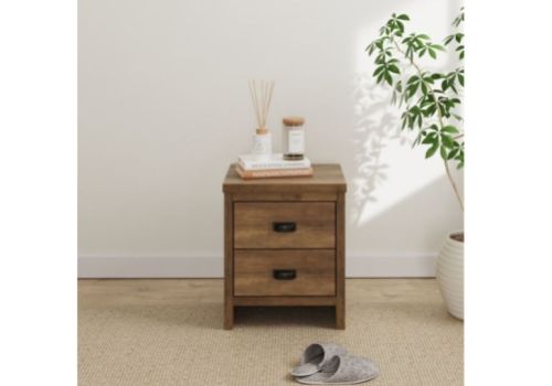 GFW Boston 2 Drawer Bedside Table in Knotty Oak Finish