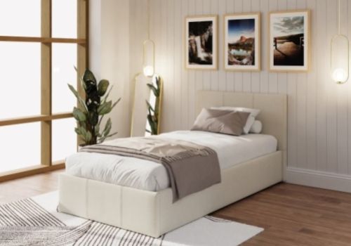 GFW End Lift Ottoman 3ft Single Natural Fabric Bed Frame