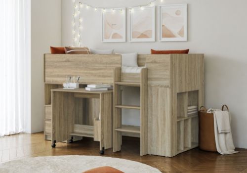 Flintshire Marley Oak Finish Wooden Midsleeper Bed