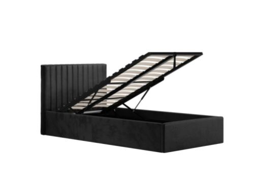 LPD Berlin 3ft Single Black Fabric Ottoman Bed Frame