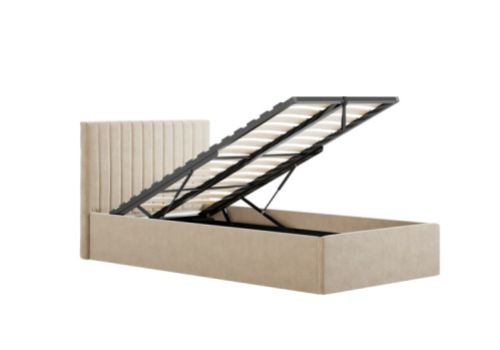 LPD Berlin 3ft Single Beige Fabric Ottoman Bed Frame