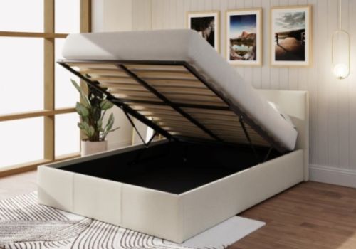 GFW End Lift Ottoman 5ft Kingsize Natural Fabric Bed Frame
