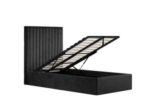 LPD Berlin TALL 3ft Single Black Fabric Ottoman Bed Frame