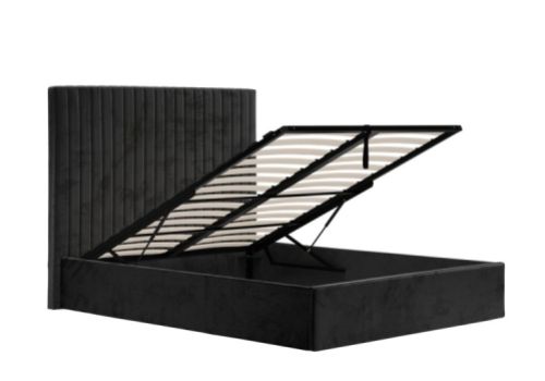 LPD Berlin TALL 6ft Super Kingsize Black Fabric Ottoman Bed Frame