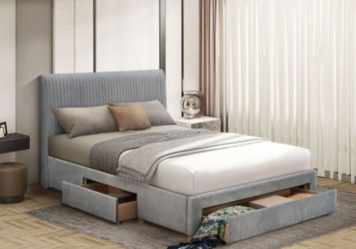 Flintshire Drury 4ft6 Double Grey Fabric Bed Frame With Drawers
