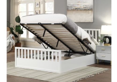 Flintshire Alyn 5ft Kingsize White Wooden Ottoman Bed Frame