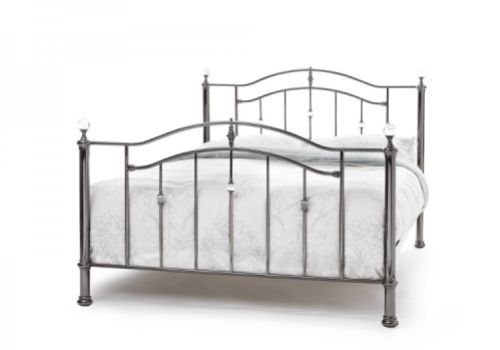 STORE CLEARANCE Serene Ashley 6ft Super King Size Black Nickel Metal Bed Frame with Crystals