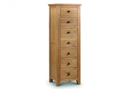 Julian Bowen Marlborough American Oak 7 Drawer Narrow Chest of Drawers