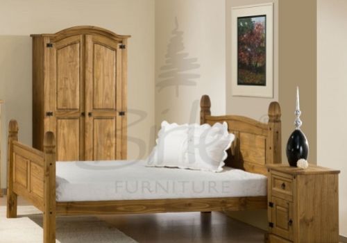 Birlea Corona 4ft Small Double Pine Bed Frame with High Footend