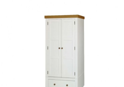 Core Capri White 2 Door 1 Drawer Wardrobe