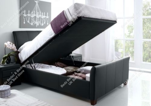 Kaydian Allendale 4ft6 Double Black Leather Ottoman Storage Bed