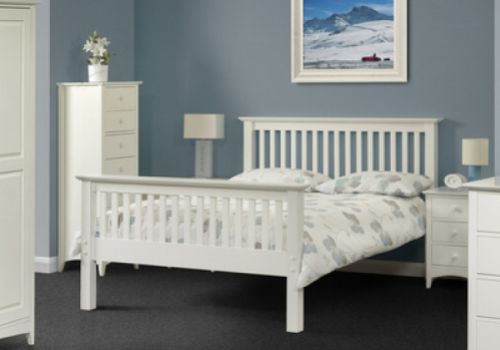 Julian Bowen Barcelona High Foot End Stone White 4ft6 Double Wooden Bed