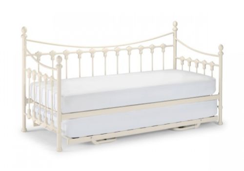 Julian Bowen Versailles 3ft Single Stone White Metal Day Bed With Under Bed