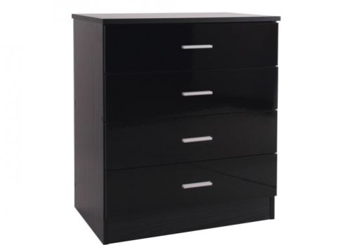 GFW Ottawa 4 Drawer Chest in Black Oak and Black Gloss