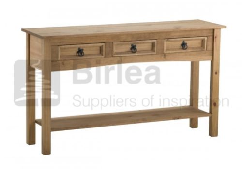 Birlea Corona Pine 3 Drawer Console Table With Shelf