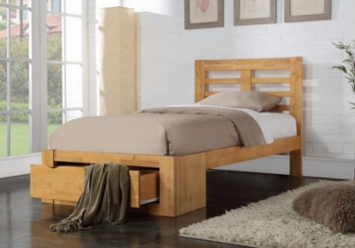 Flintshire Bretton 3ft Single Oak Finish Bed With Drawer