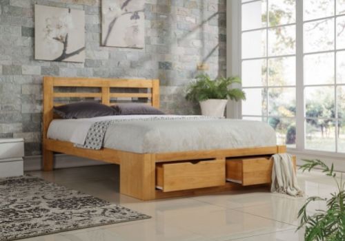 Flintshire Bretton 5ft Kingsize Oak Finish Bed With Drawers