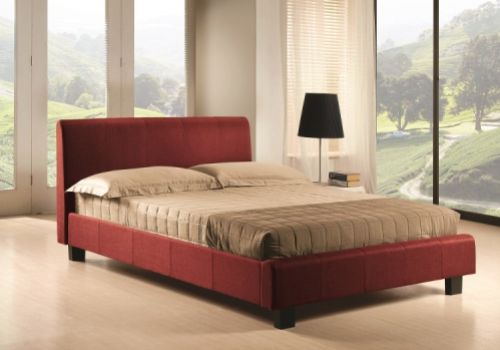 Time Living Hamburg 3ft Single Red Fabric Bed Frame