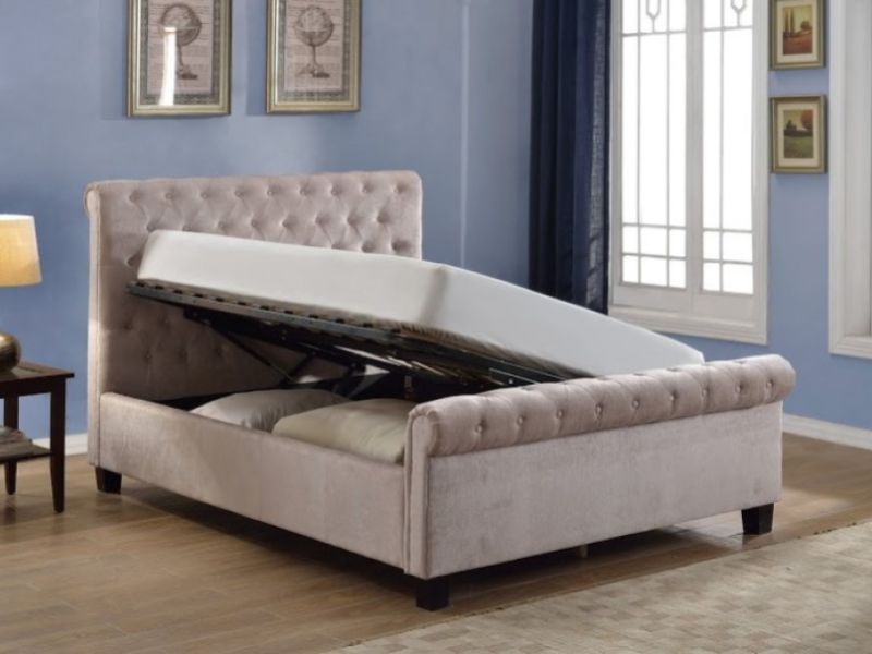 Flair Furnishings Lola 5ft Kingsize Mink Fabric Ottoman Bed Frame