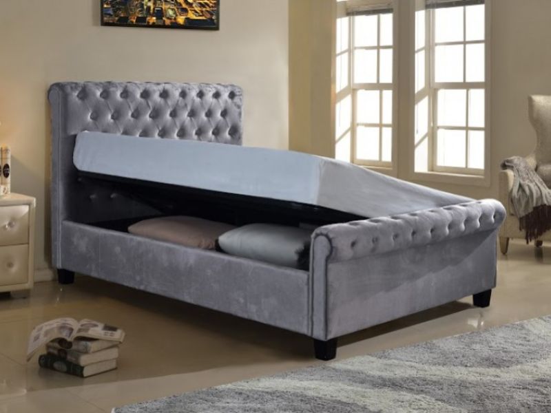 Flair Furnishings Lola 6ft Super Kingsize Silver Fabric Ottoman Bed Frame