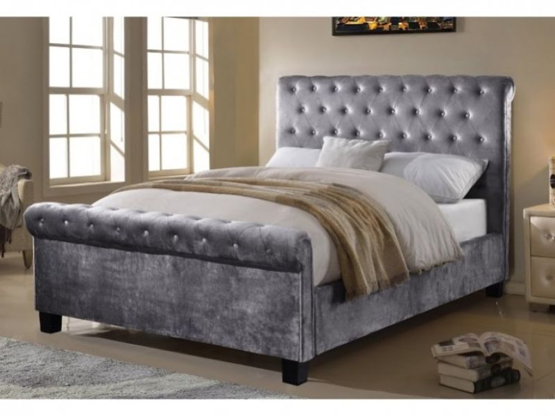 Flair Furnishings Lola 4ft6 Double Silver Fabric Ottoman Bed Frame
