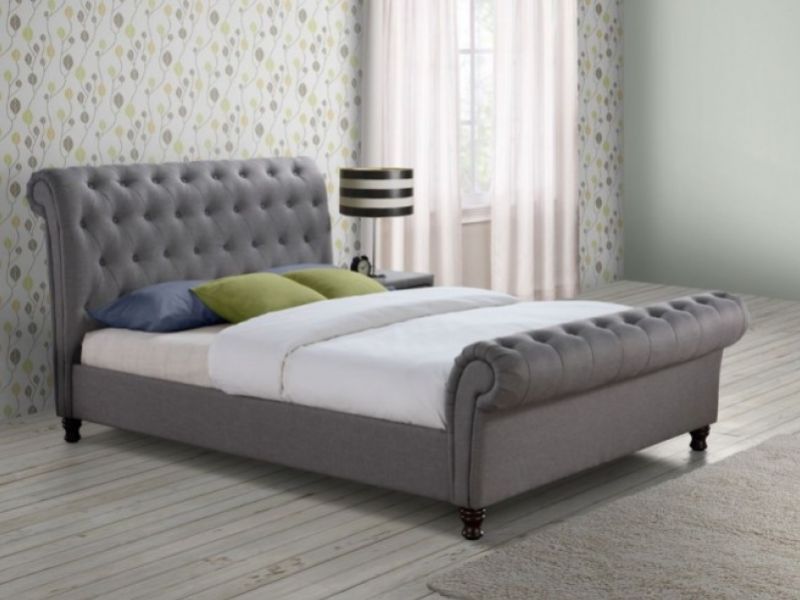 Birlea Castello 5ft Kingsize Grey, King Size Fabric Sleigh Bed Frame