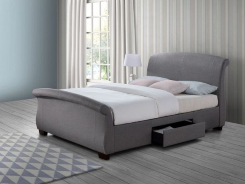 Birlea Barcelona 5ft Kingsize Grey Fabric Bed Frame with 2 Drawers