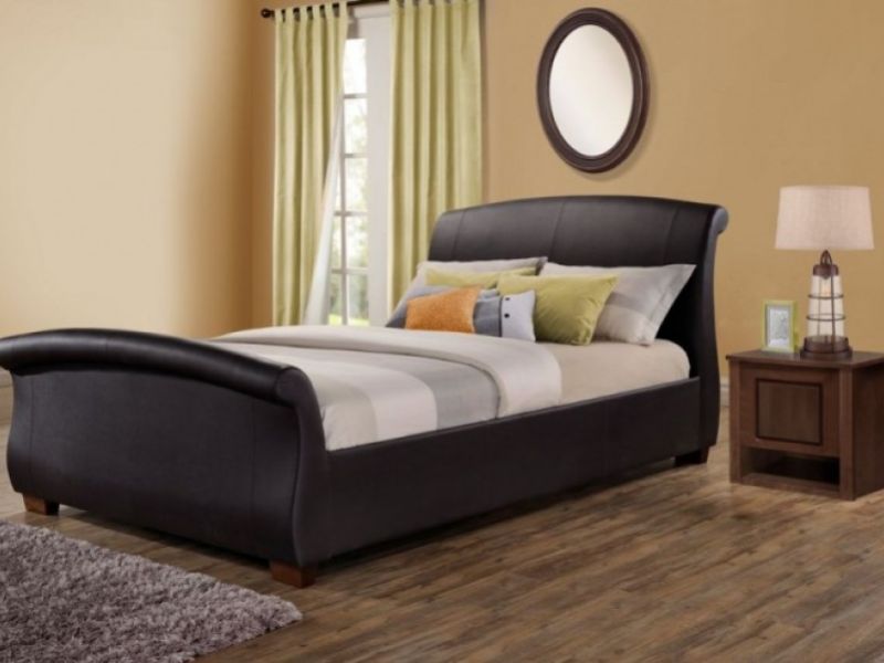 Birlea Barcelona 4ft6 Double Brown Faux Leather Bed Frame