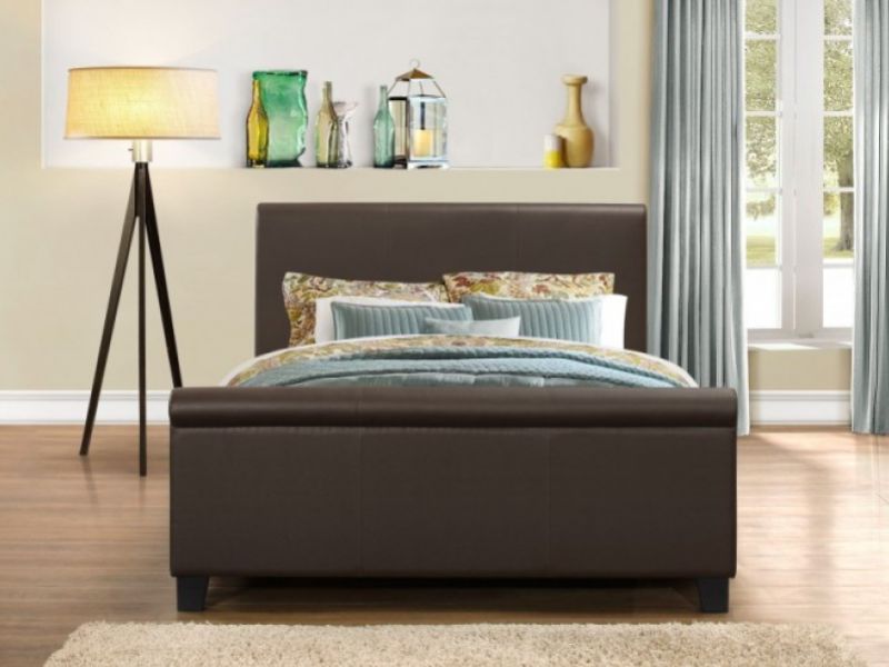 Birlea Hudson 4ft6 Double Brown Faux Leather Bed Frame