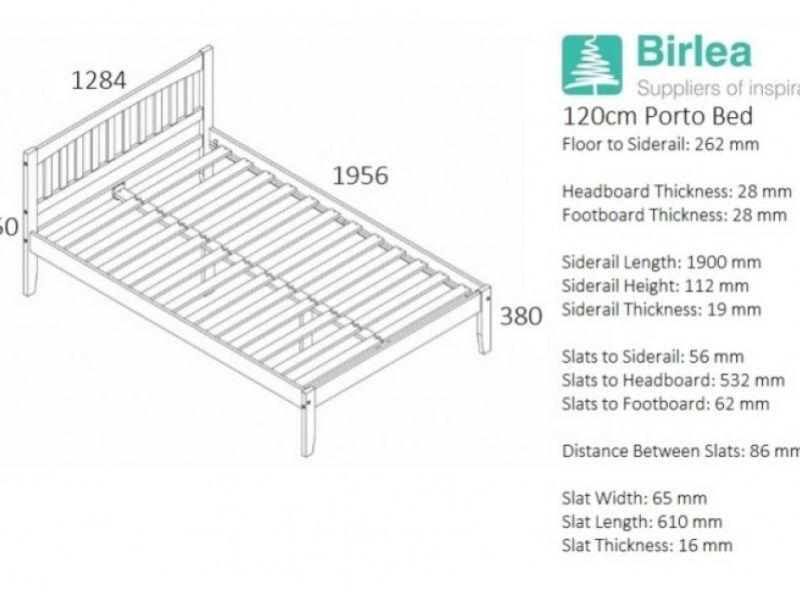 Birlea Porto 4ft Small Double Pine Wooden Bed Frame