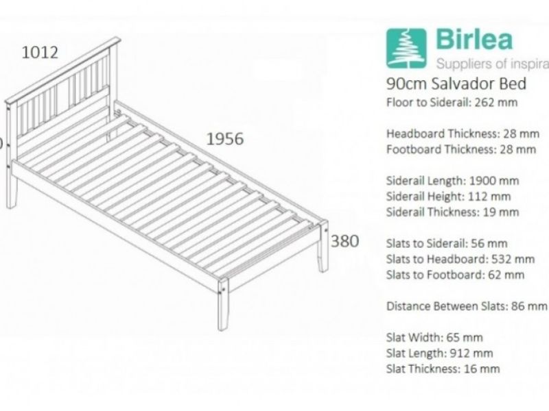 Birlea Salvador 3ft Single Pine Wooden Bed Frame