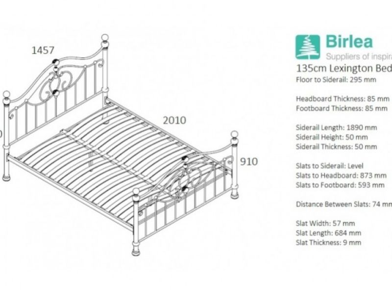 Birlea Lexington Black Nickel 4ft6 Double Metal Bed Frame