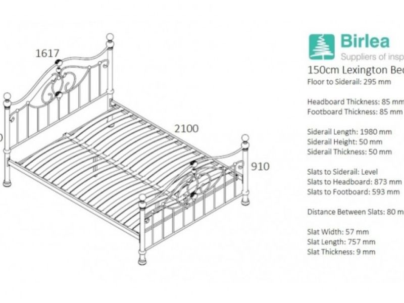 Birlea Lexington Chrome 5ft Kingsize Metal Bed Frame