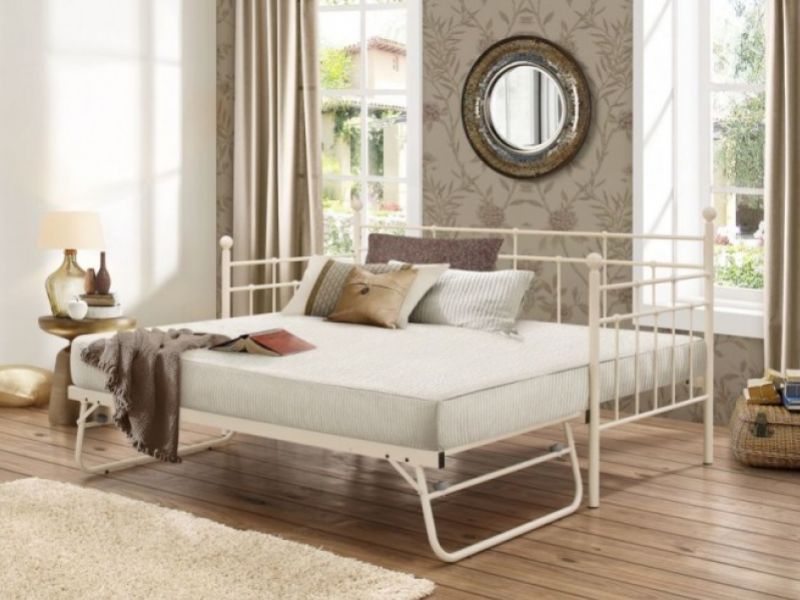 Birlea Lyon 3ft Single Cream Metal Day Bed with Trundle