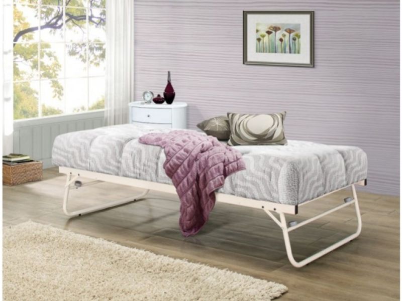 Birlea Milano 3ft Single Cream Metal Day Bed Frame with Trundle